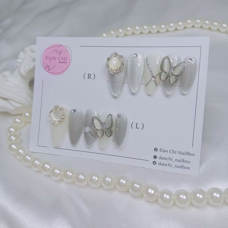 NailBox móng úp thiết kế sẵn Mẫu Mắt Mèo Charm Bướm