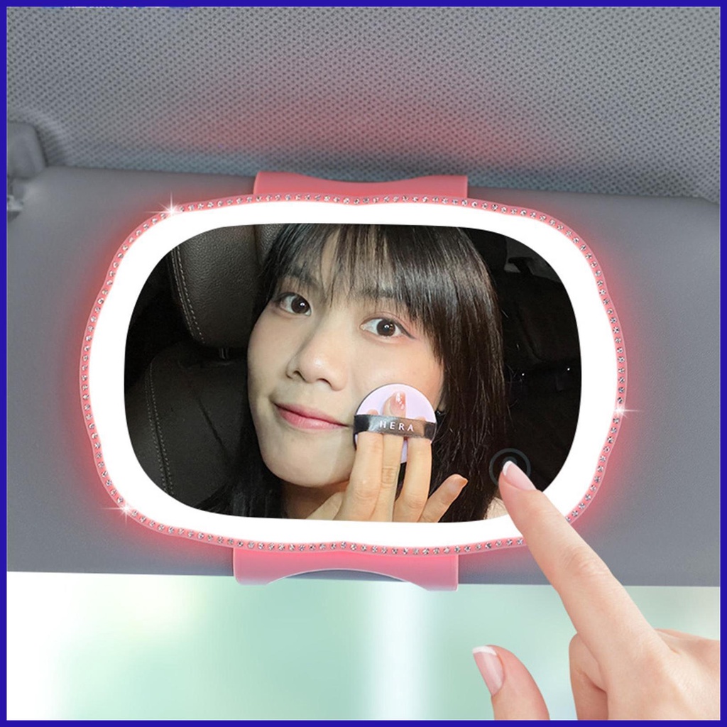 Gương Trang Điểm Có Thể Điều Chỉnh Độ Sáng Và Chạm Màn Hình Cảm Ứng Có Kẹp Gắn Phía Sau Xe Hơi