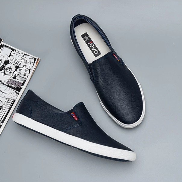 Slip on da nam - Giày lười da nam cao cấp thương hiệu LEYO - Da PU 3 màu đen, trắng và xanh navy - Mã SP A5192