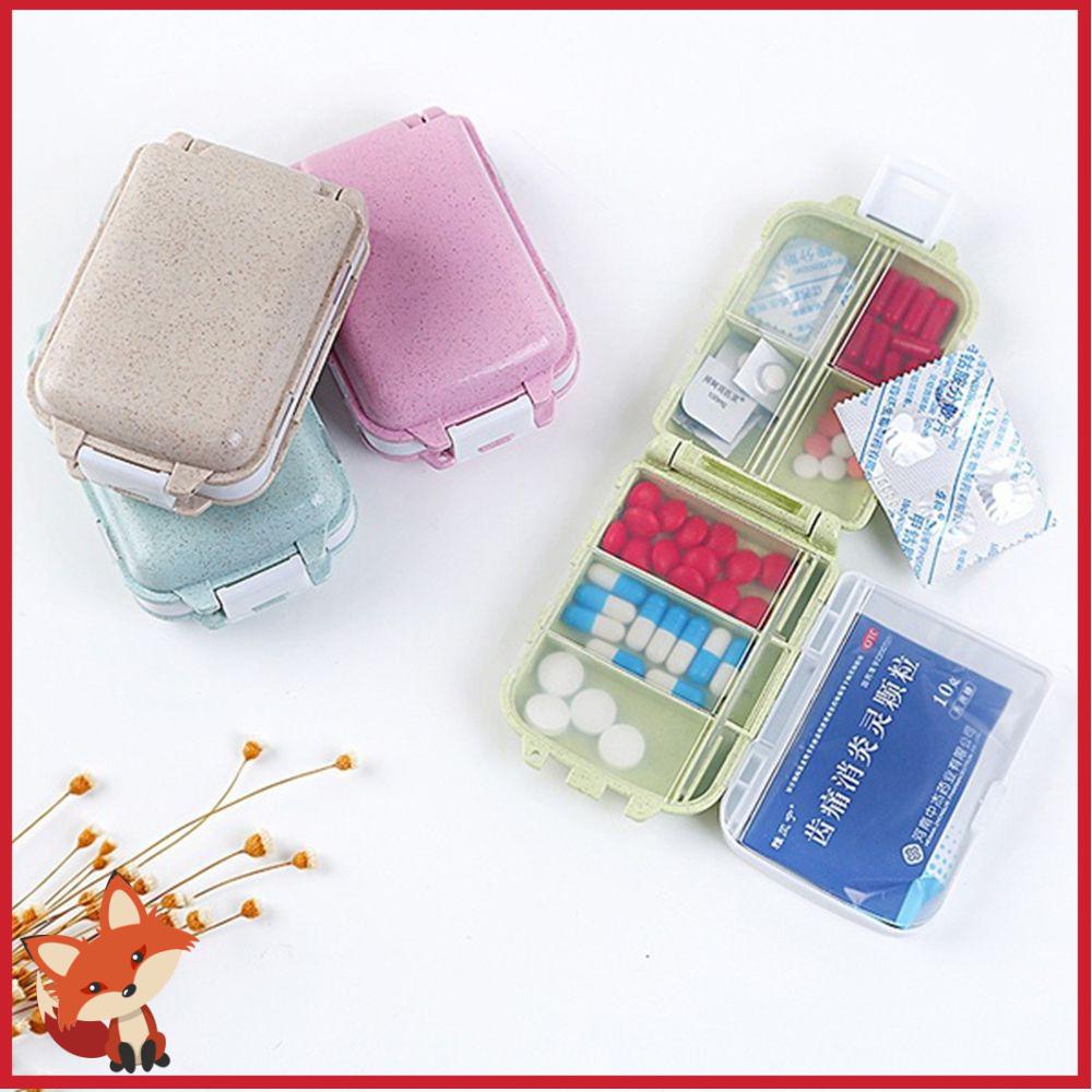 Hộp Đựng Thuốc 3 Tầng Bằng Rơm Lúa Mì Nhiều Màu Sắc Mang Đi Du Lịch Tiện Dụng