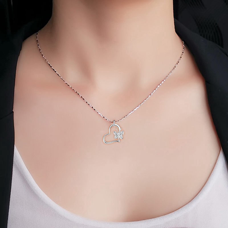 Dây chuyền nữ trang mặt trái tim đính đá pha lê xinh xắn