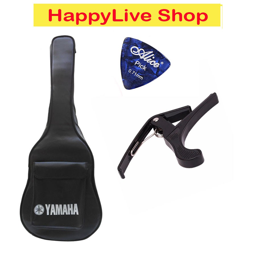 Bao da Guitar Yamaha 3 lớp + Capo thép chống gỉ + Phím gảy