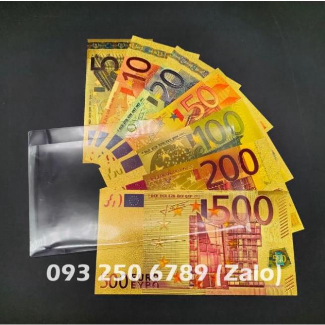 Trọn Bộ Tờ EURO Mạ Vàng Sang Chảnh Plastic 7 TỜ - Từ 5 - 500 EURO