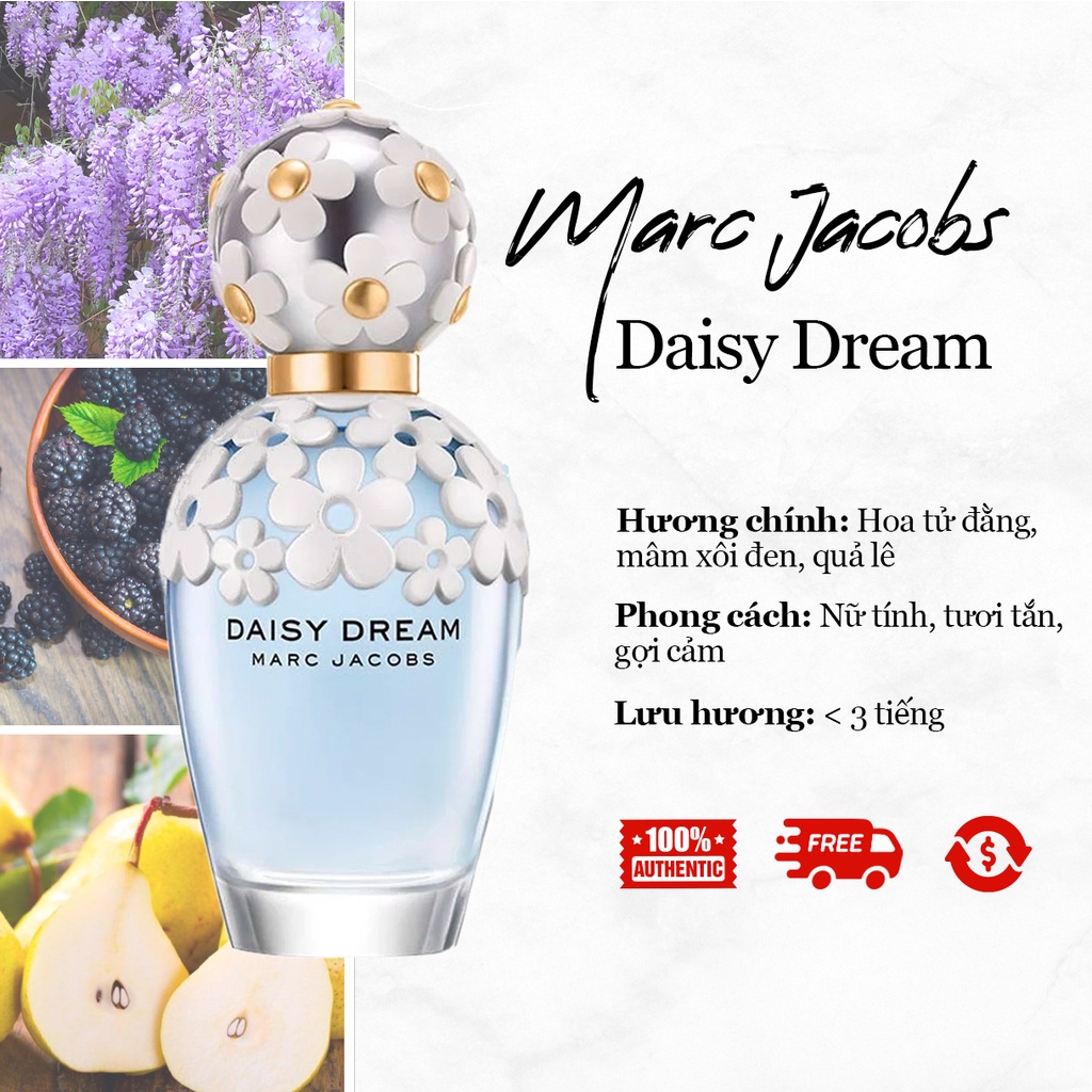 Nước hoa nữ Marc Jacobs Daisy Dream - Chính Hãng | Nữ Tính, Tươi Tắn, Gợi Cảm | Mẫu Thử 5ml,10ml