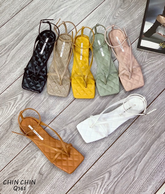 SANDAL CHIN CHIN XỎ NGÓN BỆT MẶT CHẦN CHỈ