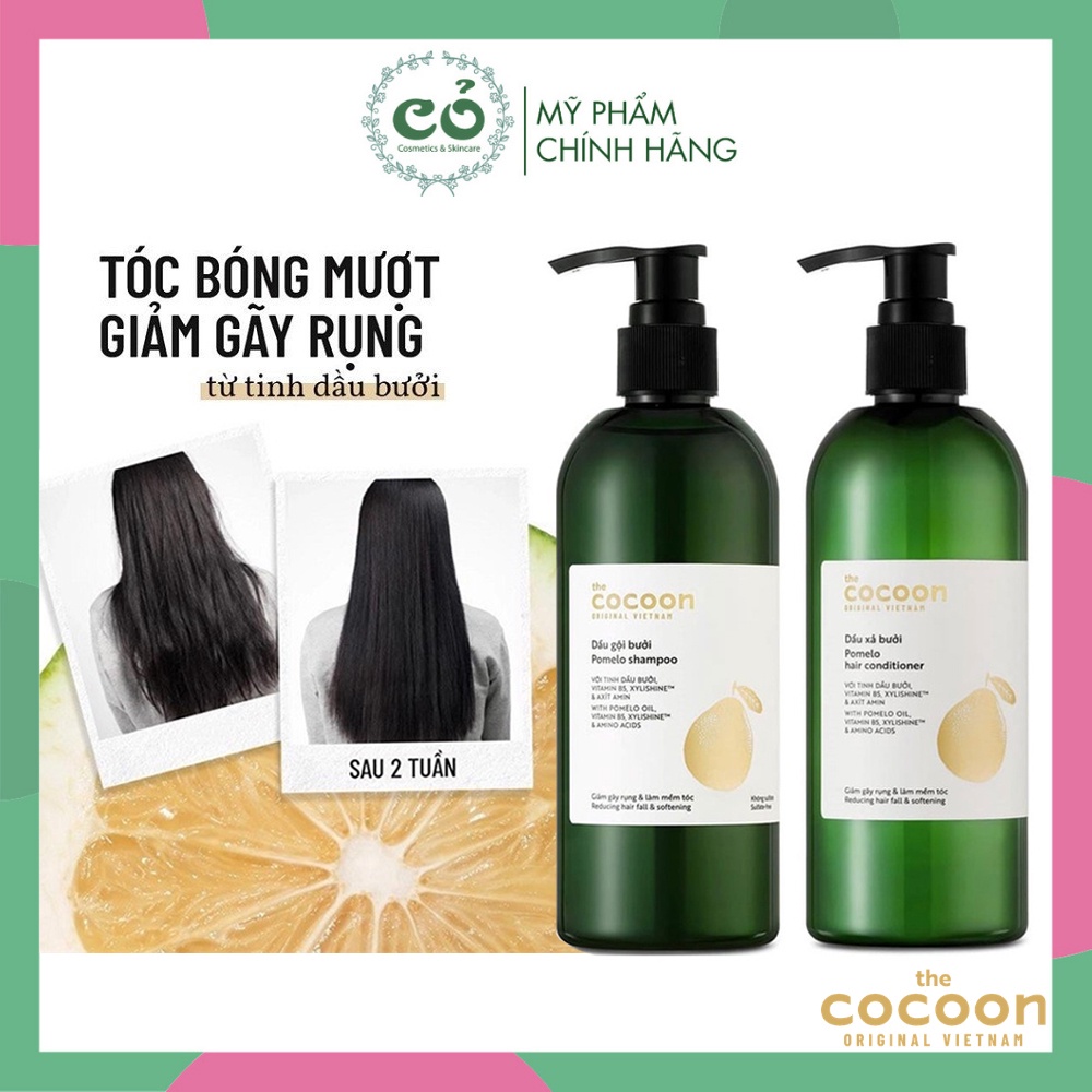 Dầu Gội/Dầu Xả Bưởi Cocoon Dưỡng Tóc Bóng Mượt, Giảm Gãy Rụng Pomelo Shampoo/ Hair Conditioner 310ml [Lẻ 1 chai]