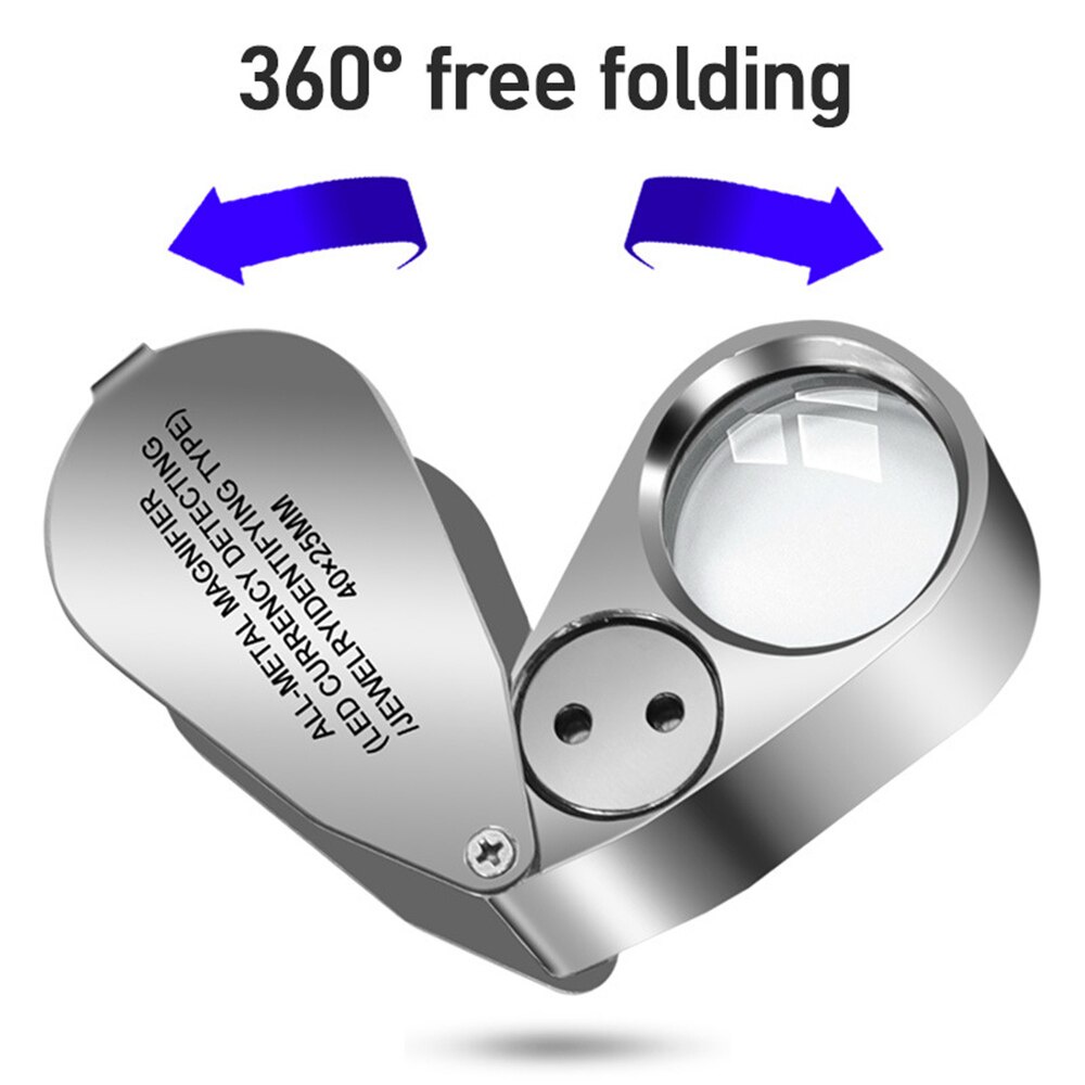 Kính Lúp Mini Bỏ Túi 40X Có Đèn LED UV Chuyên Dụng Làm Đồ Trang Sức