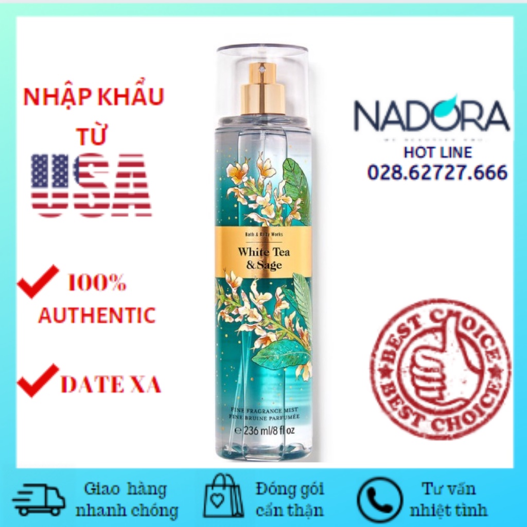 Xịt Thơm White Tea & Sage Bath And Body Works Body Mist 236ml