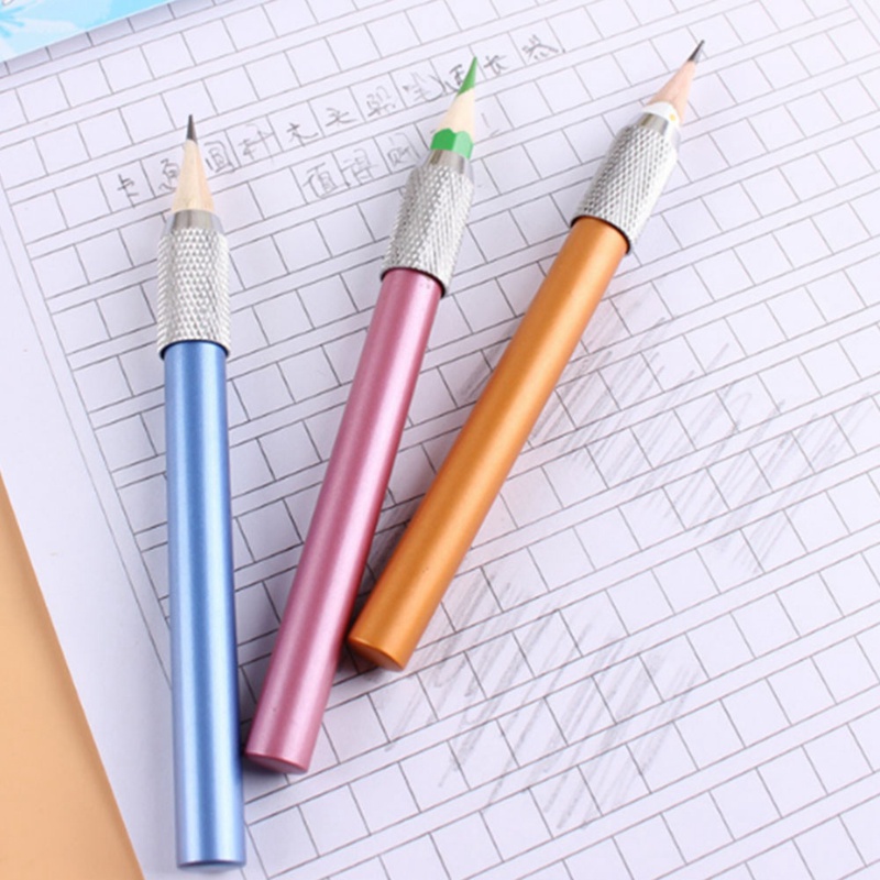 Metal pencil extender art sketch color pencil extender student writing extension rod pencil case cap