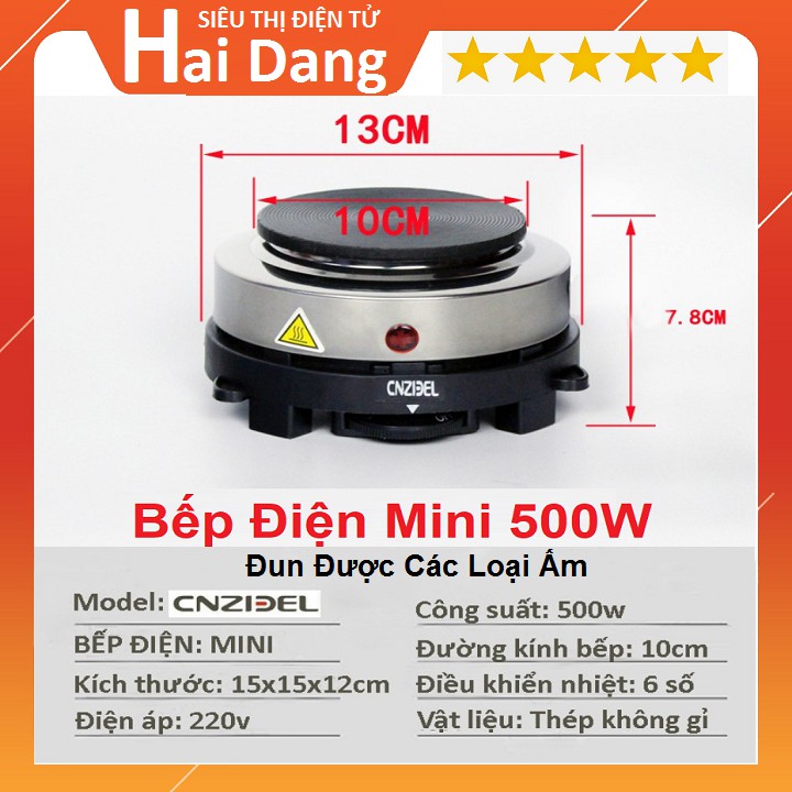 Bếp Điện, Mini Dùng Cho Ấm Pha Cafe Moka Pot, Công Suất 500W, Không Kén Nồi, Bếp Điện Pha Trà, Cafe