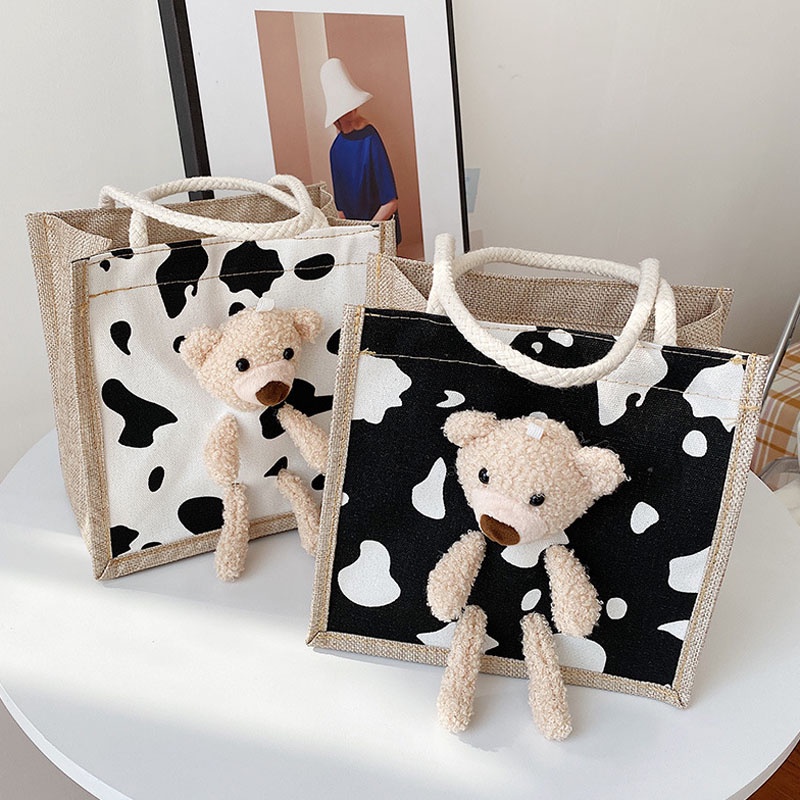 Túi vải đựng hộp cơm trưa họa tiết graffiti dễ thương phong cách Nhật bản