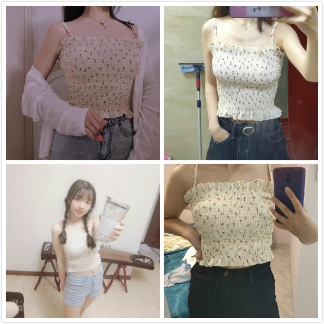 Áo Hai Dây In Hoa Thời Trang Nữ Tính