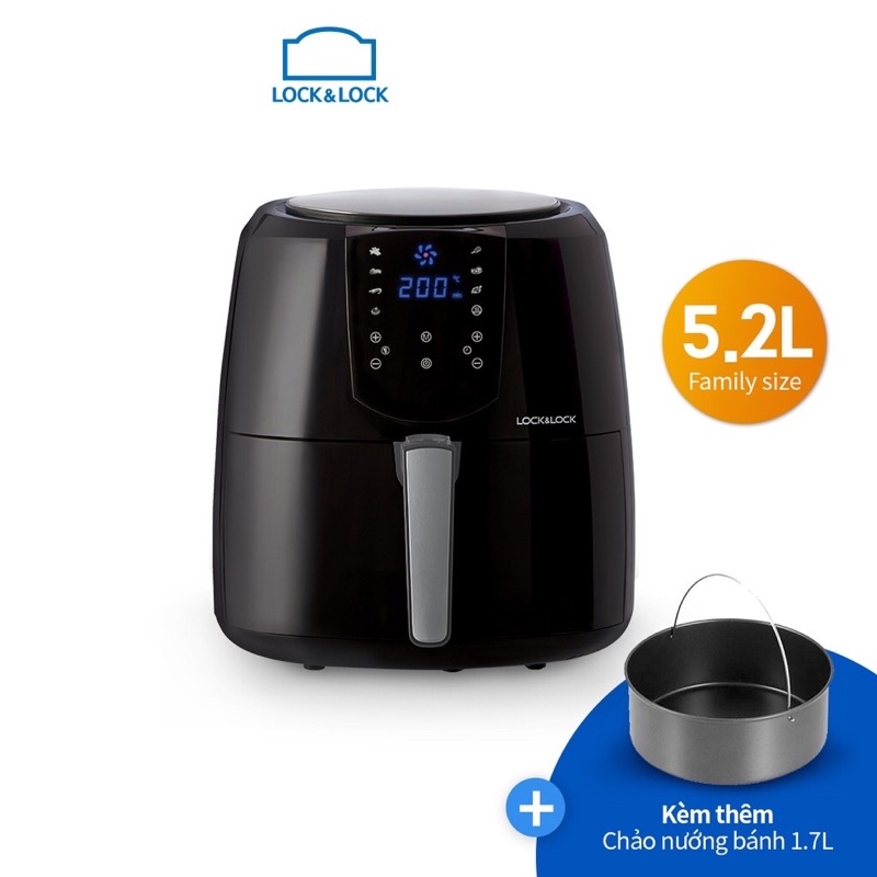 Nồi Chiên Không Dầu Lock&amp;Lock Jumbo Plus Air Fryer 5.2L EJF357BLK