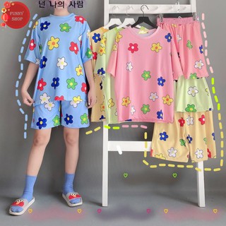 Set áo quần cartoon hình bông hoa unisex