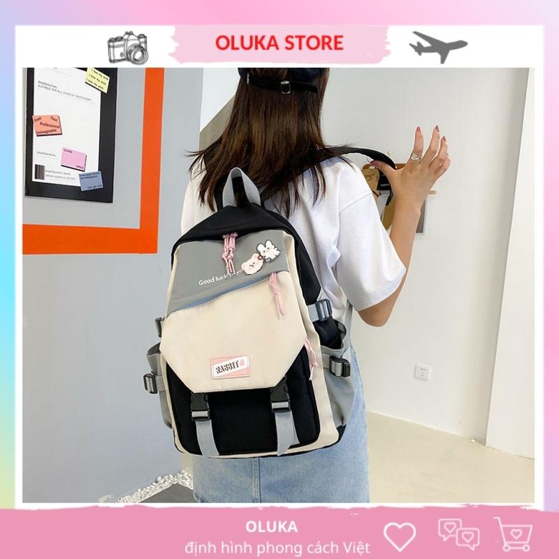 Balo đi học thời trang ulzzang Hàn Quốc cute dễ thương vải Oxford OLUKA STORE BL023