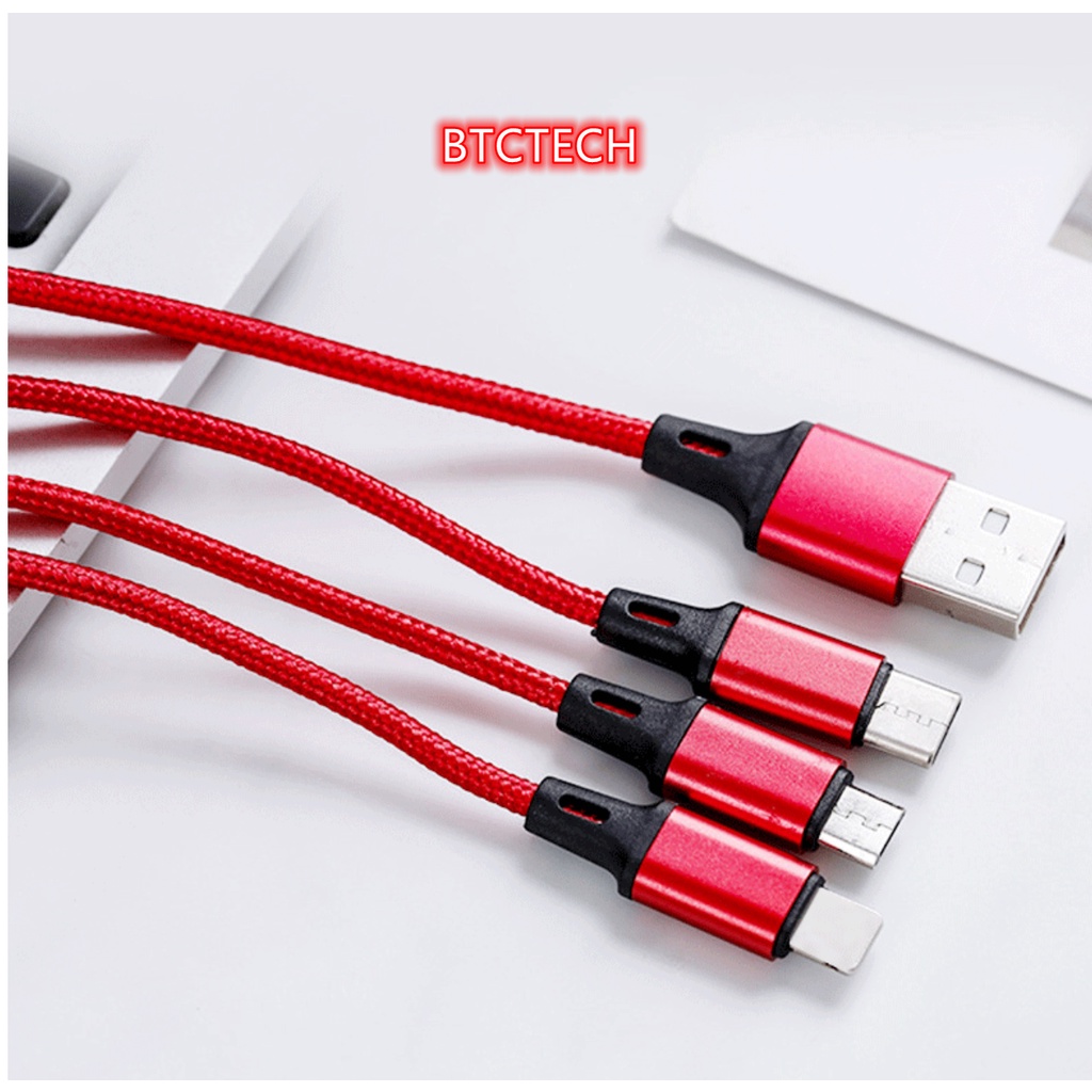 Dây Cáp Sạc Điện Thoại Đa Năng 3 Đầu Sạc