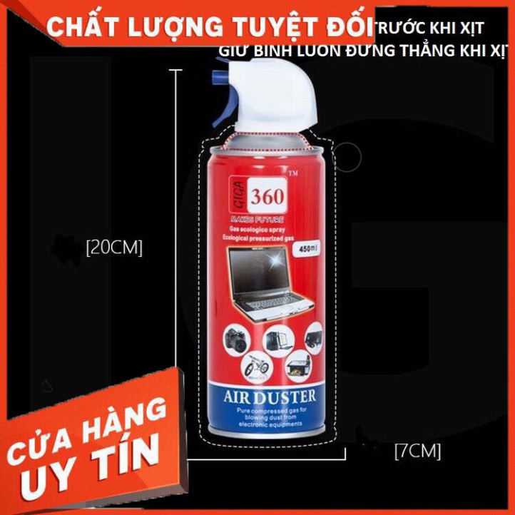 Bình xịt bụi khí nén Air Duster vệ sinh Laptop Máy Tính - Nước Lau Giga 360