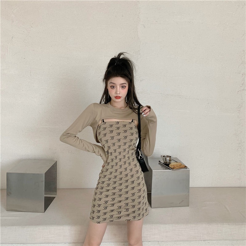Set Áo Sơ Mi Tay Dài + Đầm Sát Nách Thời Trang Cho Nữ