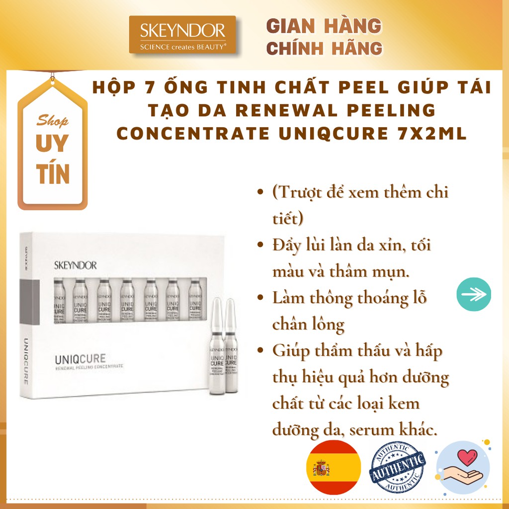 Hộp 7 ống tinh chất peel giúp tái tạo da SKEYNDOR Renewal Peeling Concentrate Uniqcure 7x2ml