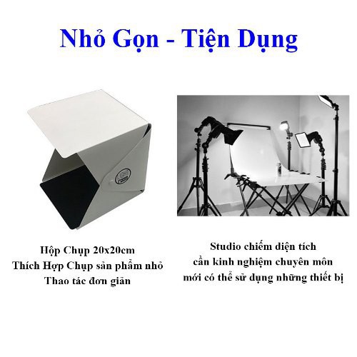 Hộp đèn studio ảnh size 22cm x 25cm ảnh chụp nhẹ nhàng ảnh studio set sản phẩm hộp đèn chụp mini