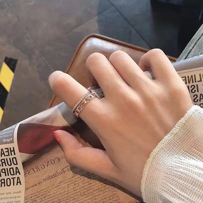 Nhẫn Hở Hai Lớp Đính Đá Zircon Đơn Giản Có Thể Điều Chỉnh Kích Cỡ