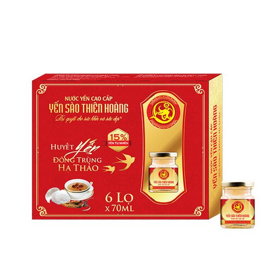 Nước Yến 15% Huyết Yến Đông Trùng Hạ Thảo siêu bổ dưỡng (6 lọ x 70ml)