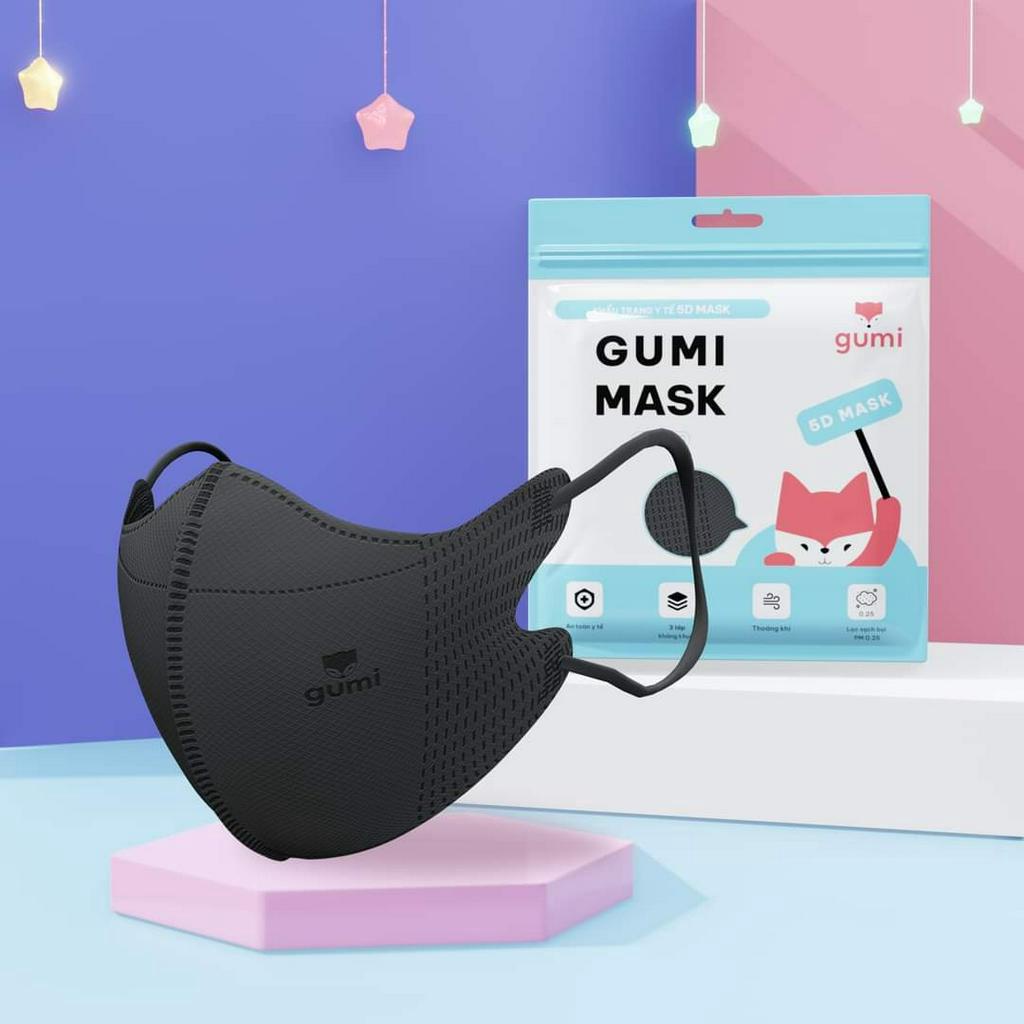 Khẩu trang, khẩu trang 5d Gumi mask 3 lớp kháng khuẩn lọc bụi PM 2.5