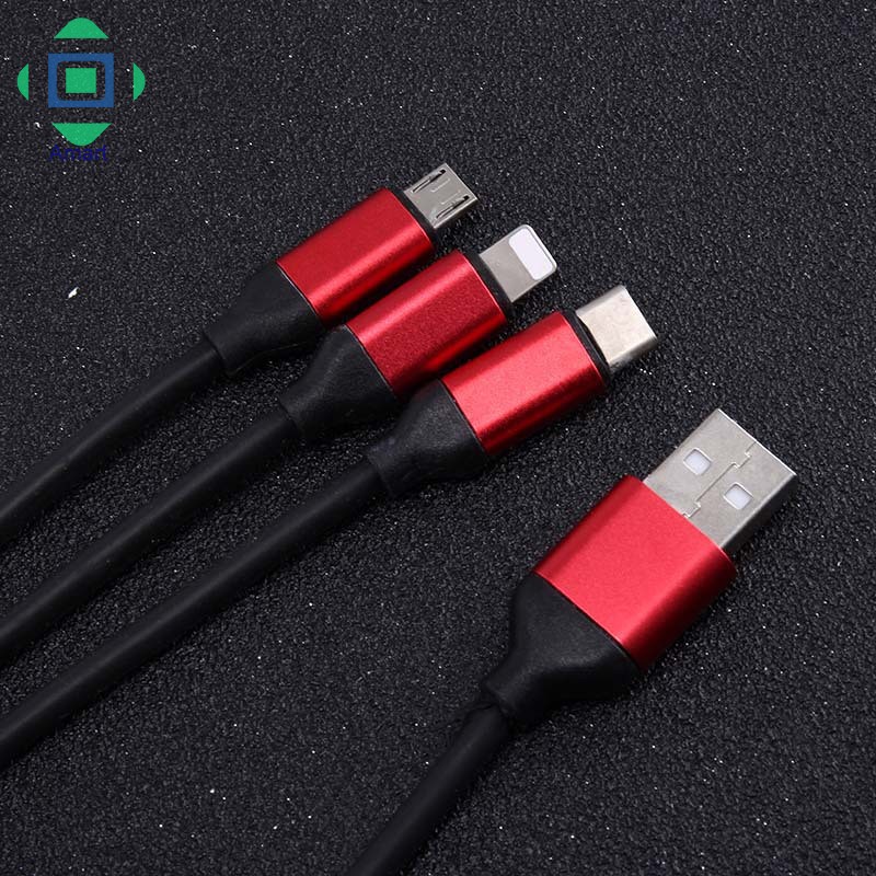 Cáp sạc truyền dữ liệu USB loại C 1.2m 3 trong 1 cho iPhone Samsung Xiaomi nhiều màu lựa chọn