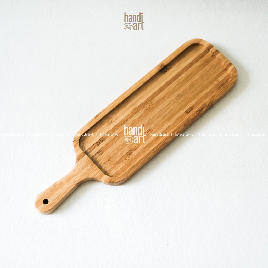 Khay gỗ tre chữ nhật tay cầm - Khay gỗ tre tự nhiên - Bamboo wood tray