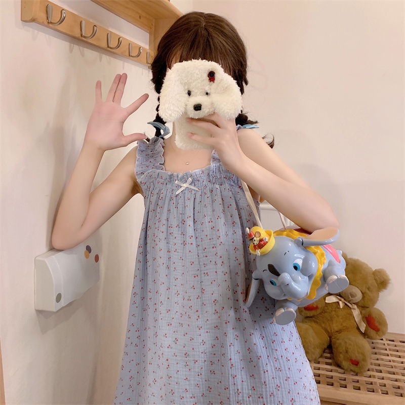 Đồ ngủ Hai Dây Mùa Hè Mỏng Dài Vừa Dễ Thương Cho Nữ