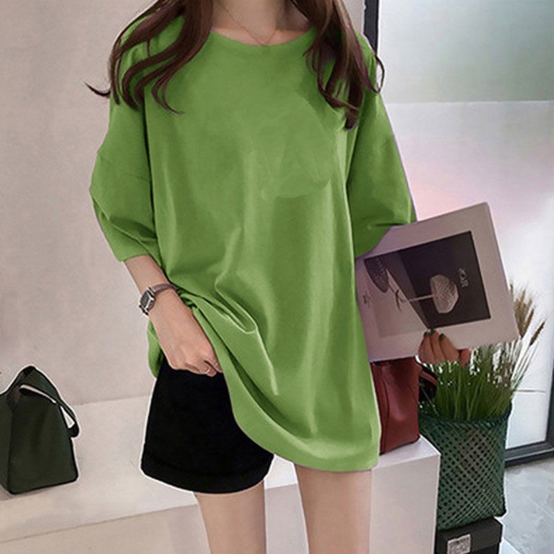 Áo Thun Tay Ngắn Màu Trơn Phong Cách Hàn Quốc Thời Trang Mùa Hè