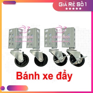 Bánh xe đẩy, combo 4 bánh loại tốt lắp ráp, bánh xe kệ sắt V lỗ đa năng, xoay 360 độ