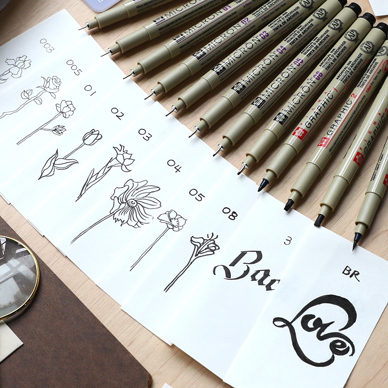 Bút Đánh Dấu Vẽ Ký Tên Micron Thiết Kế Hình Hoa Anh Đào Dành Cho Văn Phòng Trường Học