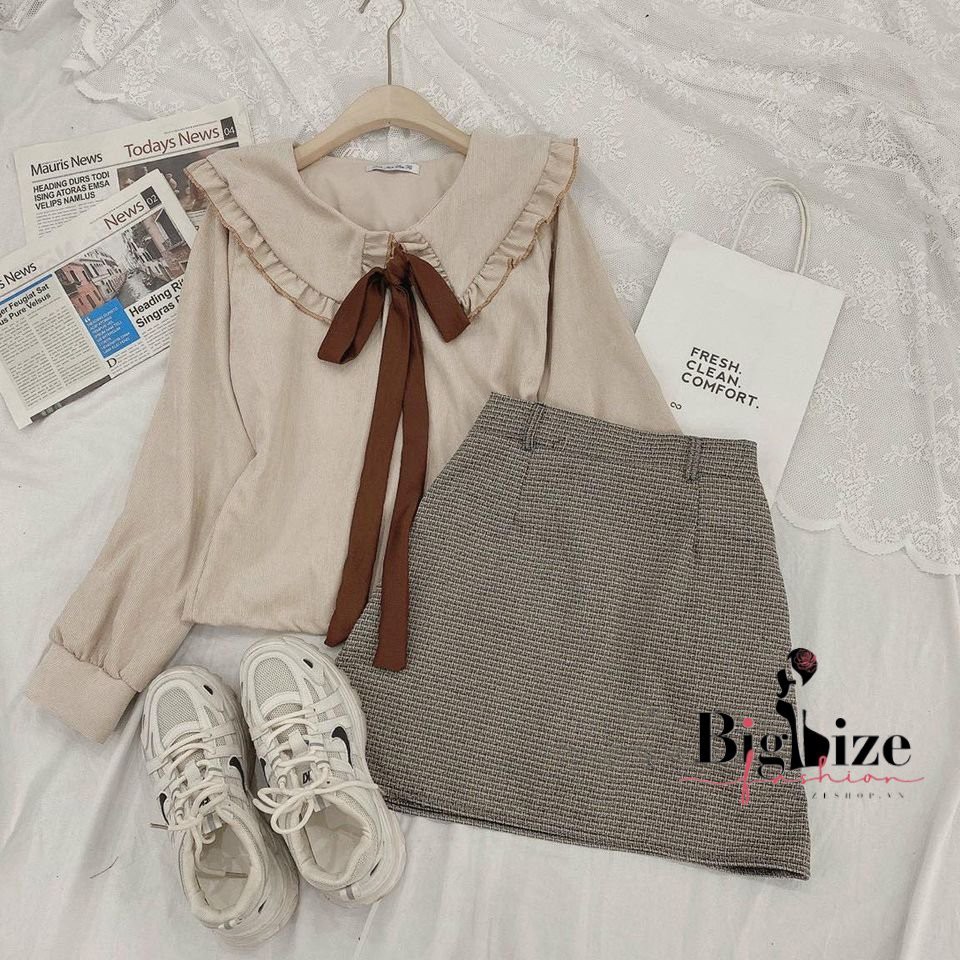 (50-90KG) SET ÁO + CHÂN VÁY CỔ SEN BIGSIZE | BigBuy360 - bigbuy360.vn