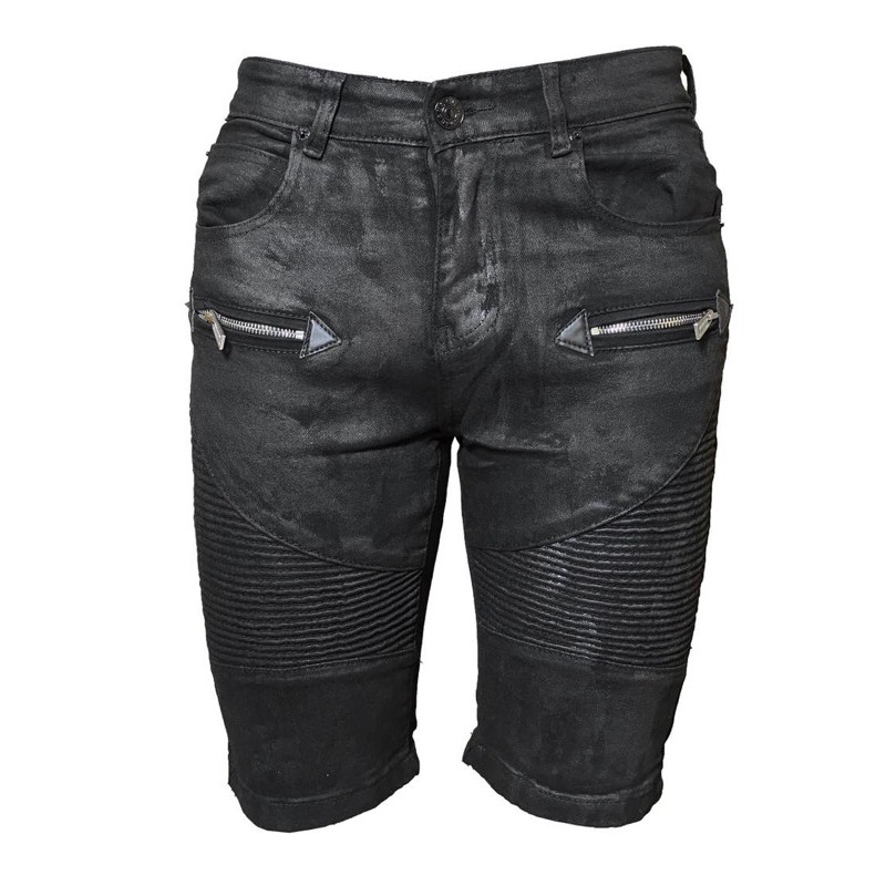 Jeans short Biker khoá ngang WAX