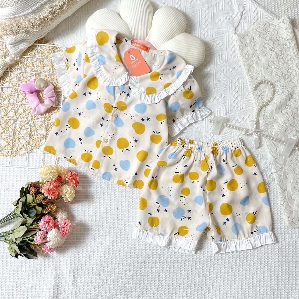 Bộ Quần Áo Ngủ Pijama Cộc Cổ Bèo Lụa Mango Tay Bồng Dành Cho Bé Gái - BPN38 - Babi mama