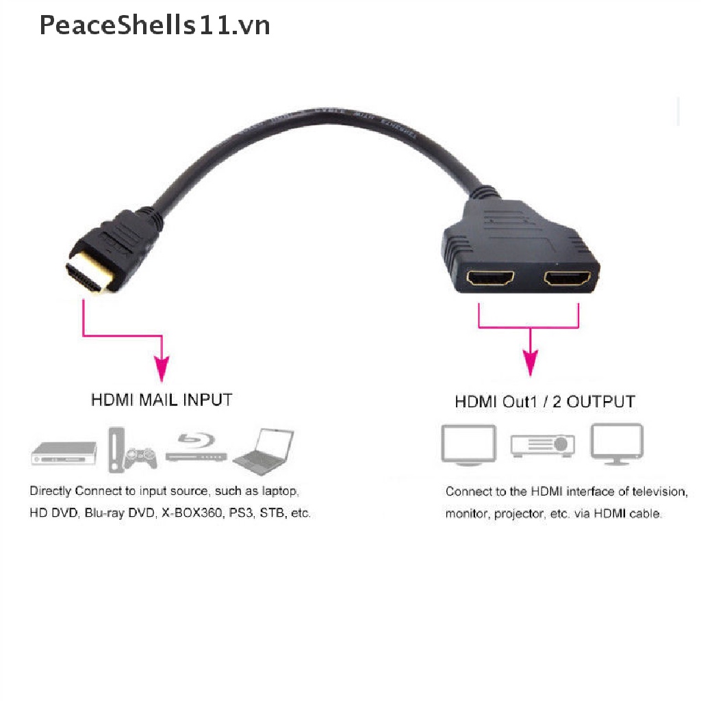 Dây Cáp Chuyển Đổi 1080P 2 Cổng HDMI 1 Trong 2Out Đực Sang Cái