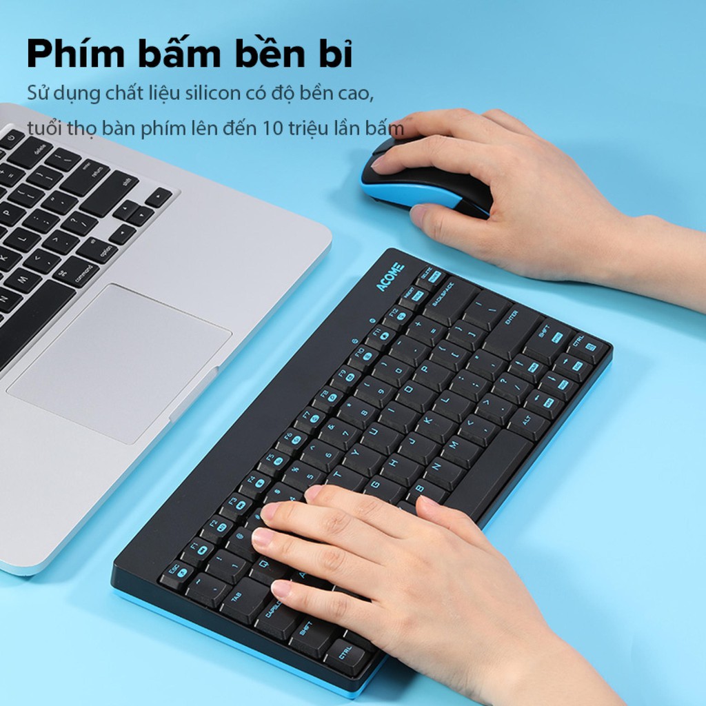 Bộ Bàn Phím Và Chuột Không Dây Nhỏ Gọn ACOME AKM2000 2.4GHz Độ Phân Giải 1600DPI Bảo Hành 12 Tháng