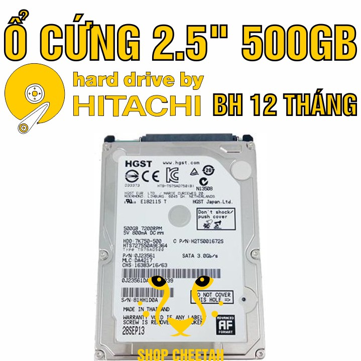 HDD 2.5” Hitachi 500GB (HGST) – Ổ cứng Laptop chính hãng – Bảo hành 12 tháng – Mới 99% – Tháo từ máy nhập khẩu