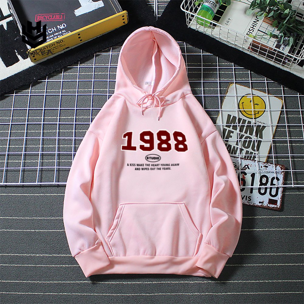 Áo Hoodie Couple Nam Nữ in hình 1988 HY KOREA 807 Vải Nỉ Bông