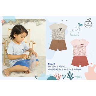 Bộ cộc tay bé trai bé gái La Pomme chất liệu sợi sồi mát rượi (SS232)