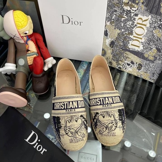 Giày Slipon ☀ FULLBOX BILL TÚI ☀ Dior cói họa tiết hạc fullbox