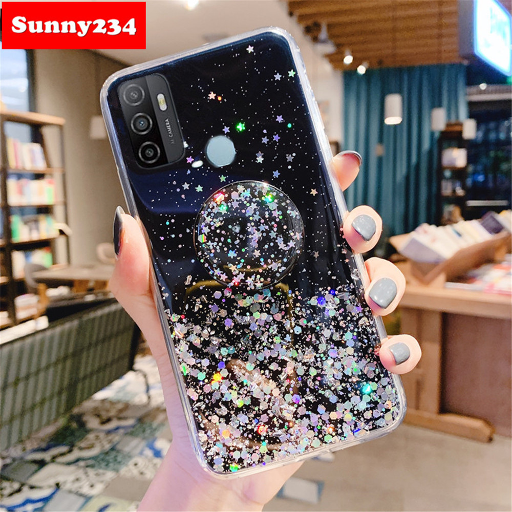Ốp điện thoại kiểu dáng hợp thời trang + giá đỡ dạng nhẫn cho Oppo A74 A93 A54 A53 2020