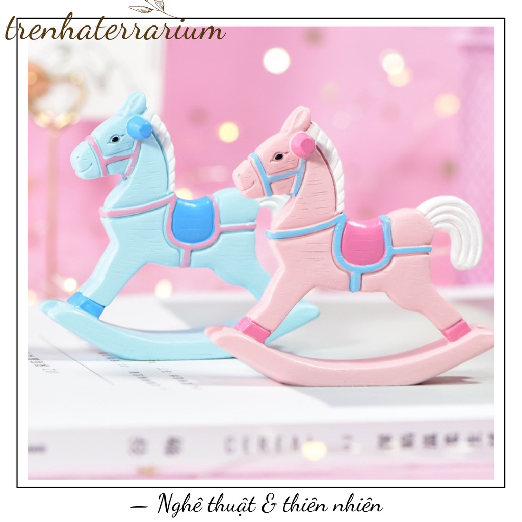 Tiểu cảnh ngựa bập bênh trang trí bonsai, mô hình, terrarium