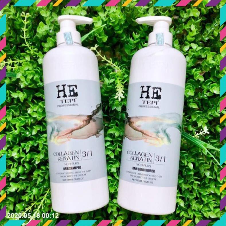 ##chính_hãng_100%_ Dầu xả siêu mượt HETEPI Collagen Keratin No3 3 in 1 Conditioner 1000ml