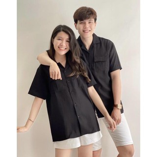 Áo sơ mi đũi nam, áo sơ mi đũi cổ vest chất dày đẹp màu đen