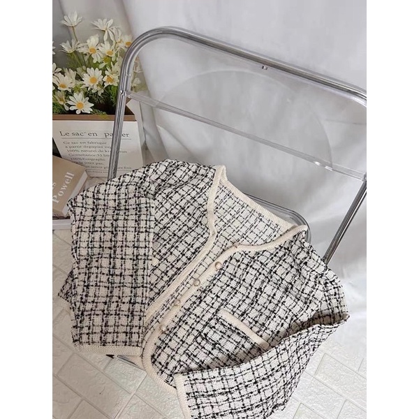 Áo cardigan dáng ngắn vải tweet
