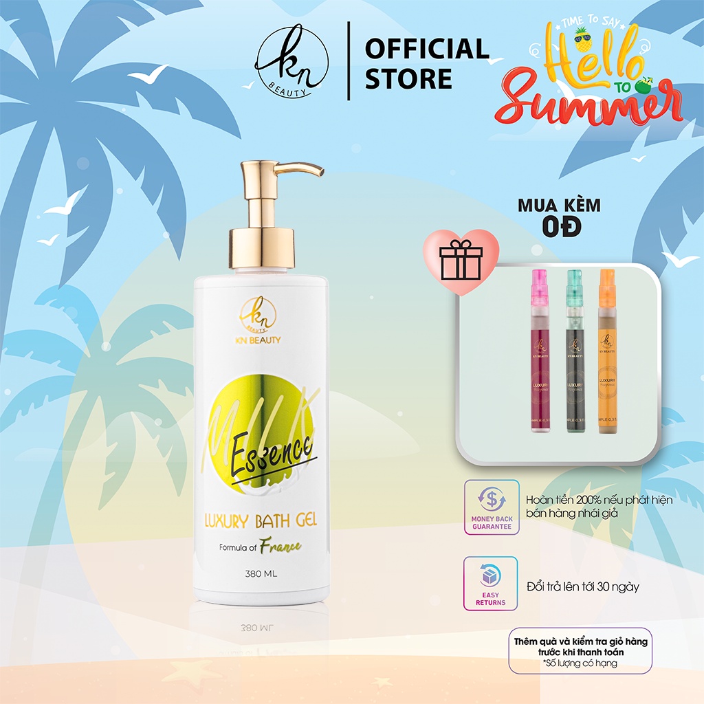 Sữa tắm tinh chất Sữa &amp; Dầu Ô liu KN Beauty – Luxury Bath Gel MILK essence 380ml tặng nước hoa mini