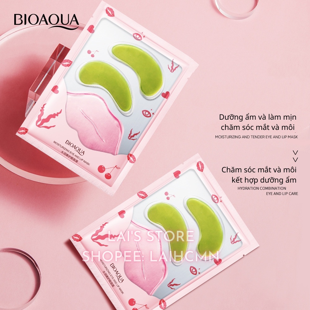 Set Mặt Nạ Mắt Môi Bioaqua Dưỡng Ẩm, Mờ Quầng Thâm, Giảm Nếp Nhăn Mắt, Trẻ Hoá Da, Môi Hồng, Mềm Mịn Và Mọng Nước