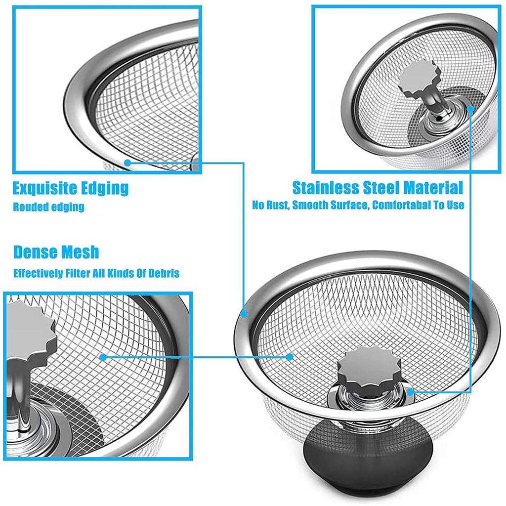 Lưới Lọc Rác Bồn Rửa Chén/Phòng Tắm Bằng Thép Không Gỉ
